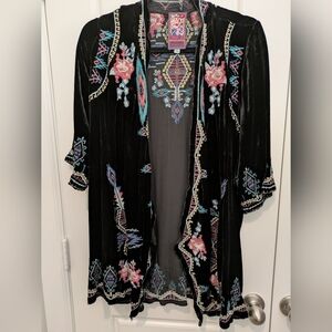 Johnny Was Black Floral Embroidered Jacket